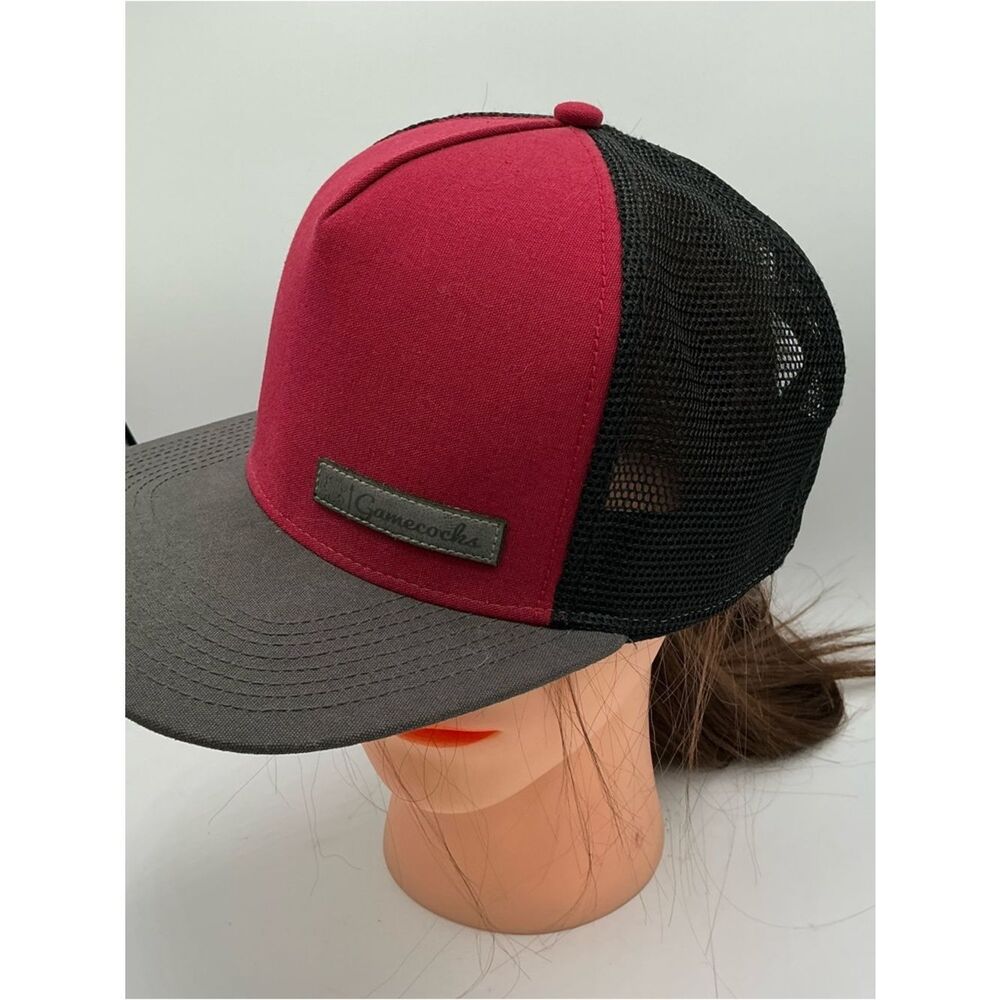 Legacy Gamecocks Garnet and Black Trucker Hat with Leather Patch
